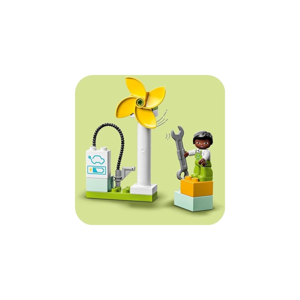 LEGO DUPLO Town Wind Turbine and Electric Car 10985 Building Blocks Toy for Toddlers Ages 2 and Up