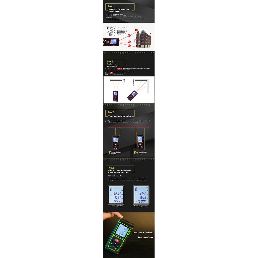 40m Laser Measuring Tool, Handheld Digital Laser Meter, Compact Infrared Electronic Ruler, QQ-40