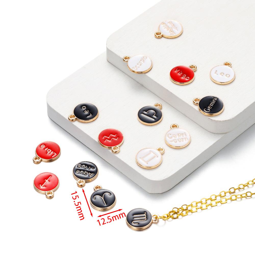 12Pcs/Lot 12 Constellations Charms Enamel Charms Letters Handmade Pendant for DIY Bracelet Necklace Pendants Jewelry Making