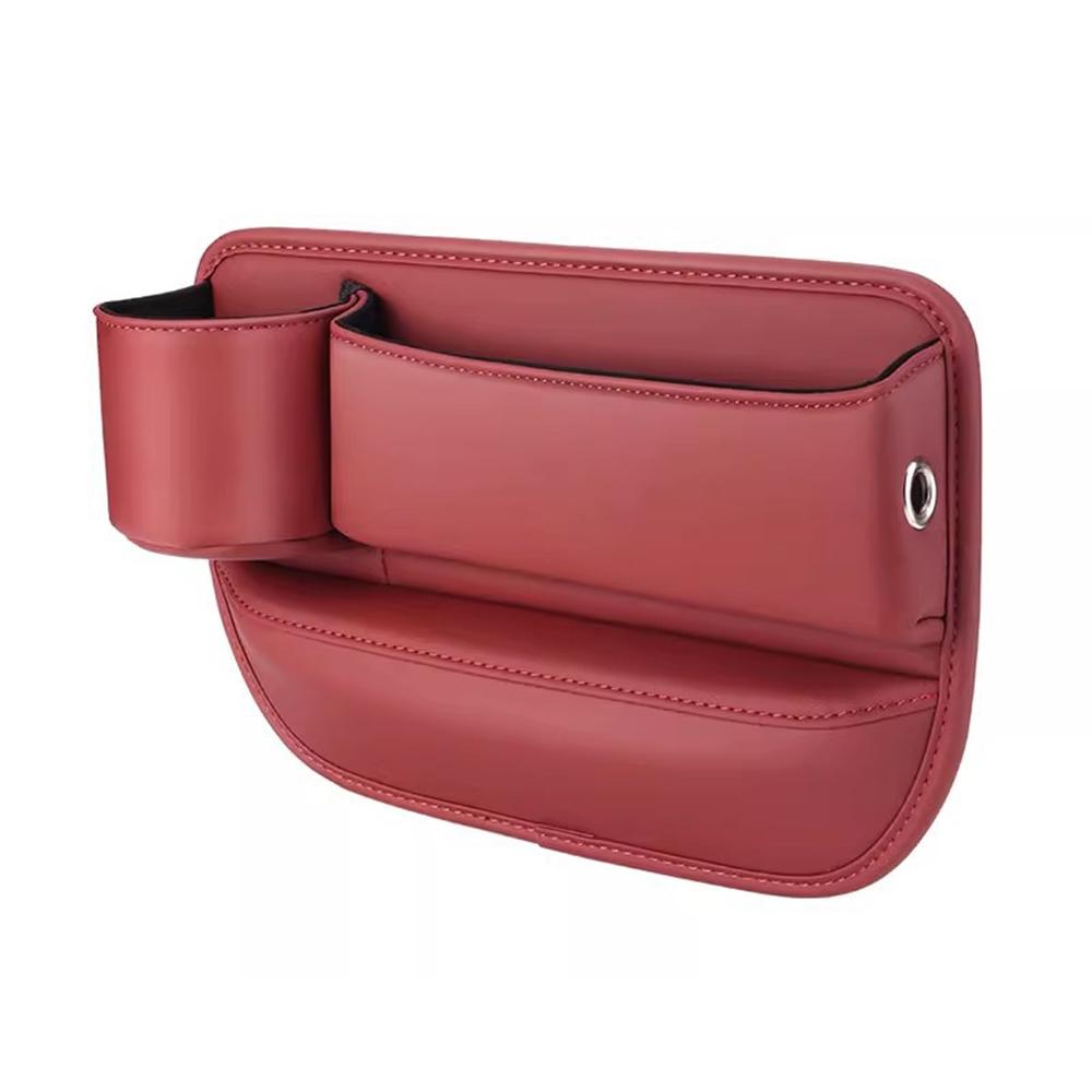 Car Seat Gap Filler Organizer, Auto Front Seat PU Leather Car Storage Box with Cup Holder, Car