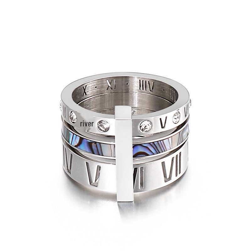 Römisch inspirierter galvanisierter Titanstahl Buchstabenring