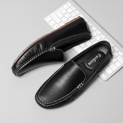 Men Shoes Fashion Loafers Men Genuine Leather Retro Drive Comfy Classic Casual Boat Shoes Leisure Walking Flats Black Moccasins