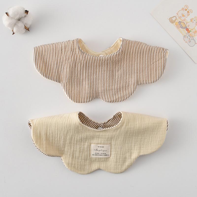 Korean-Style A-Class 100% Cotton 360° Rotatable Baby Bibs. 2-in-1 Wave Flower Design, Absorbent & Breathable. Safe for Infants