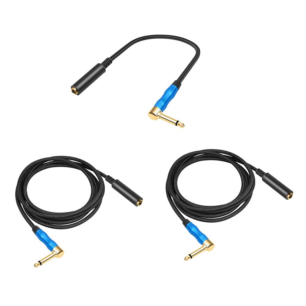 1/4 Inch Right Angle 6.35mm Male To Female Stereo Extension Cable Aluminum Alloy Male To Female Audio Extension Cord for Guitars