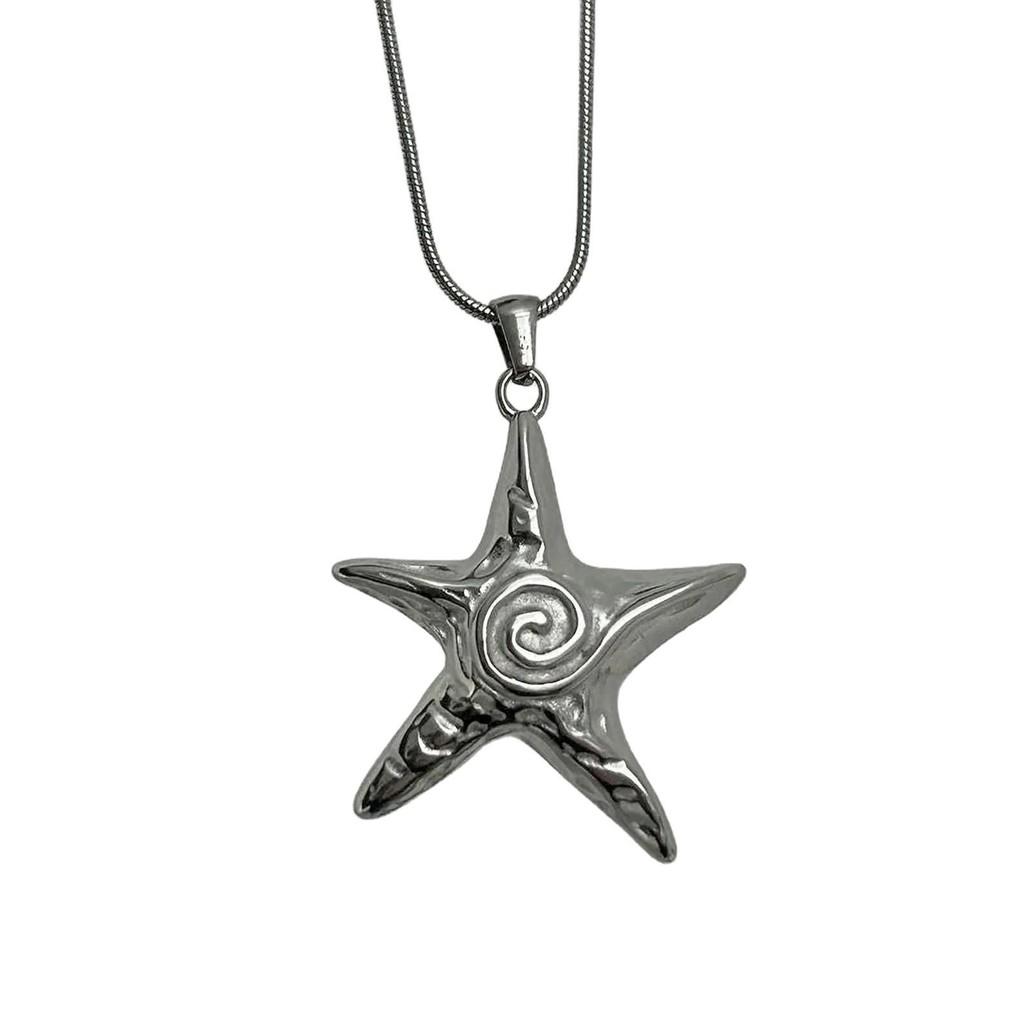 Bohemian Starfish Necklace Stainless Steel Snake Chain Minimalist Jewelry For Women Men