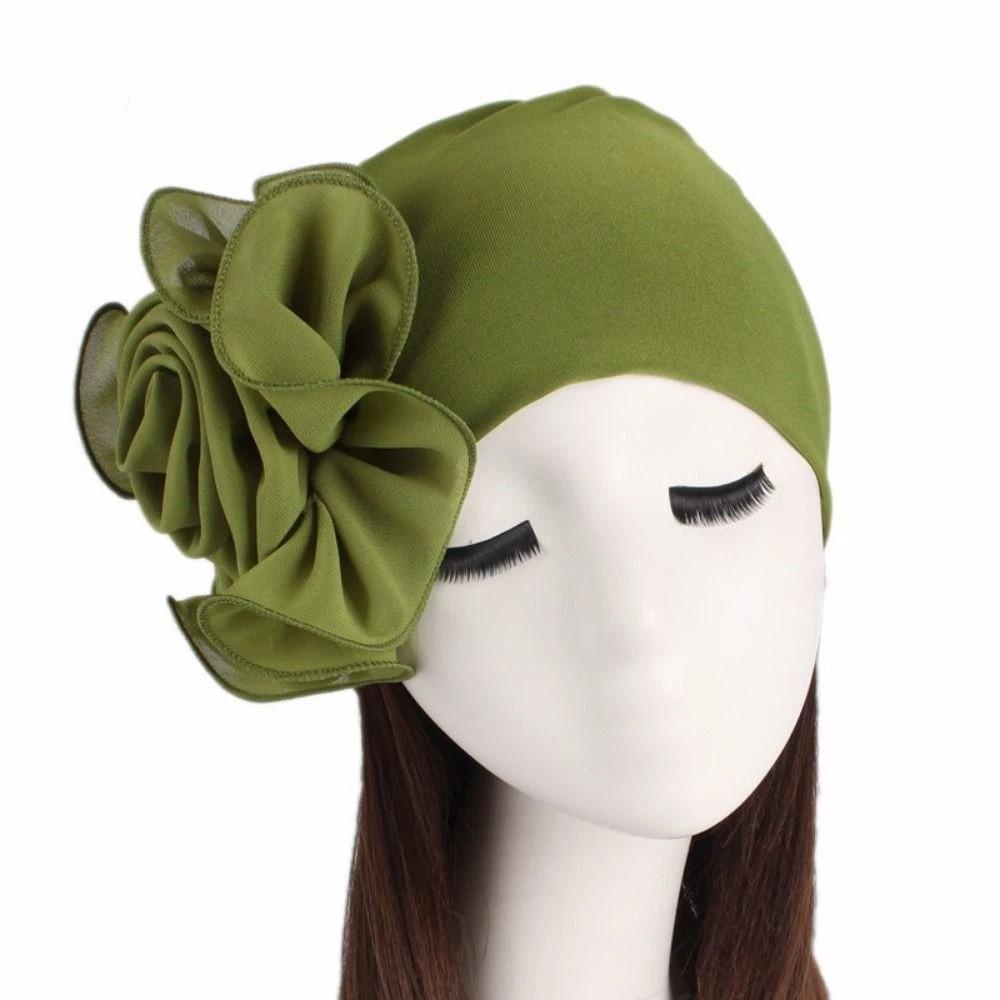 One Size Side Flower Ramadan Hijab Big Flower Islamic Headscarf Women's Turban Cap  Ladies Headwear