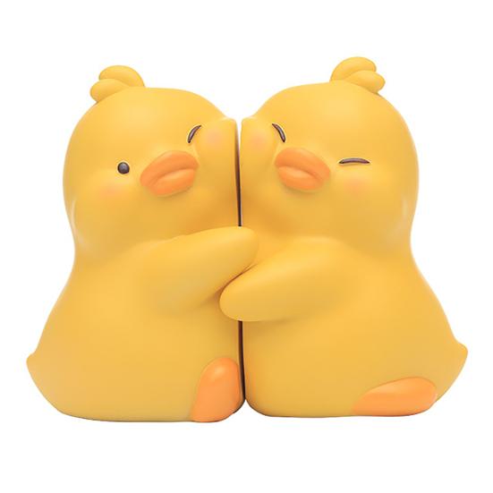 1 წყვილი Hug Duck Book End Cartoon მოცურების საწინააღმდეგო Heavy Duty Resin Craft Home Office Desktop Book Stopper Holder ცხოველთა ორნამენტი ფიგურა ფიგურა ქანდაკება