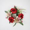 2026 Simulated Candlestick Wreath Silk Artificial Flowers Candle Ring Mini Wreath Wedding Party Decoration