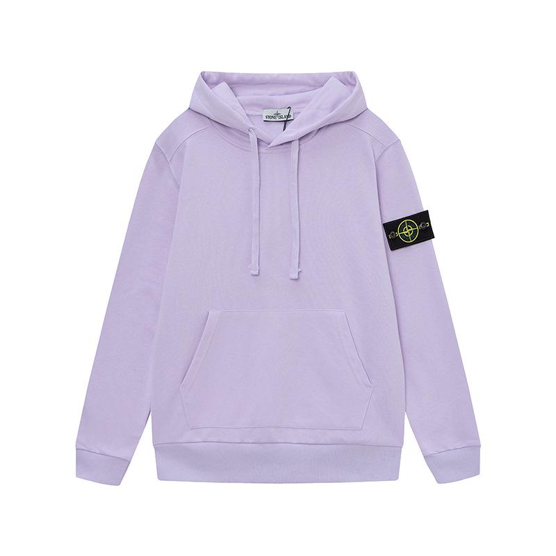 Stone Island Unisex Classic Solid Color Badge Hoodie Sweatshirt