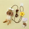 Cartoon Cat Toys Hanging Door Style Elastic Rope Feather Amusing Cat Stick Catnip Toys Interactive Boredom Relief Pet Supplies