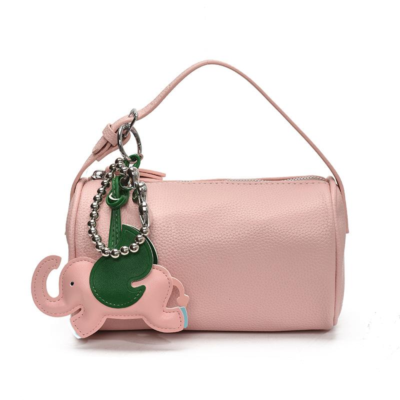 2025 new simple lychee pattern soft leather portable pillow bag women's casual versatile commuter style messenger bag