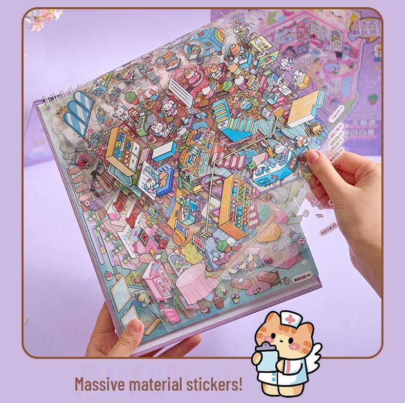 Serene Town 3D Mini Landscaping Sticker Book for Kids