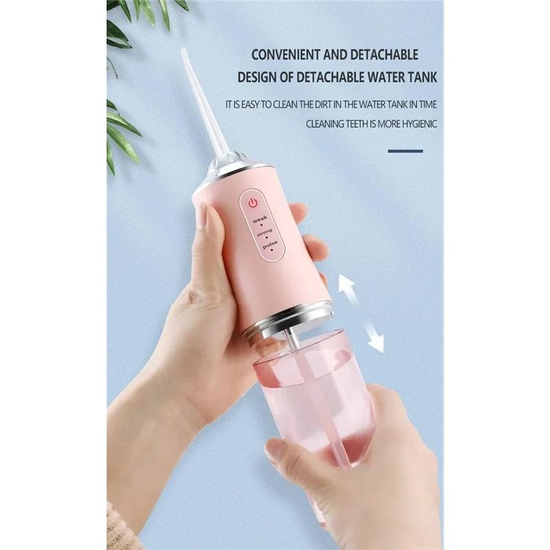 Portable USB Rechargeable Oral Irrigator IPX7 Waterproof Water Flosser 3 Modes 220ml 4 Jet Tips Dental Water Jet