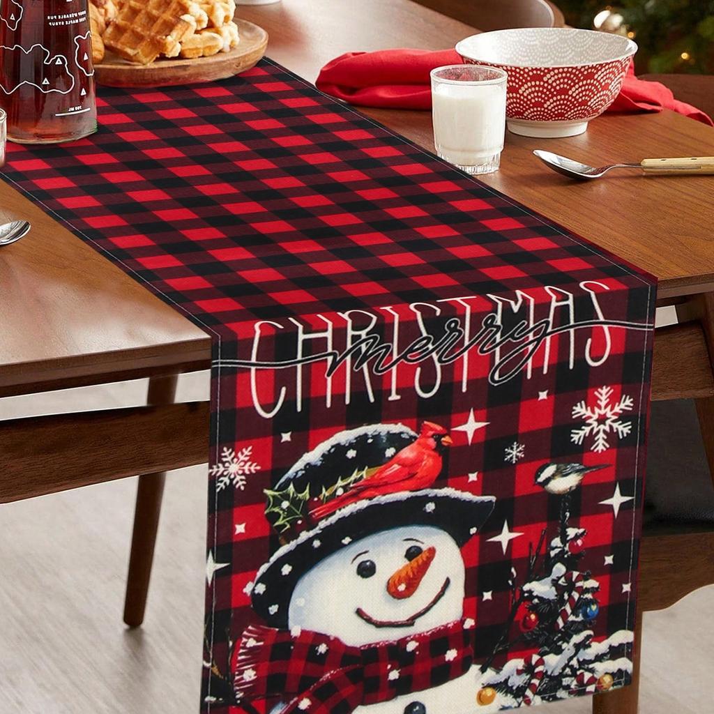 Weihnachtsleinen-Tischläufer Frohe Weihnachten Dekoration für Zuhause 2024 Weihnachtsfeierdekor Ornament Navidad Natal Neujahrsgeschenk 2025