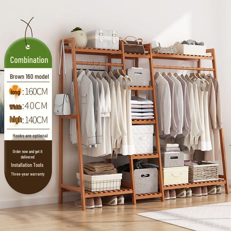 Bamboo Floor-Standing Clothes Rack & Wardrobe Organizer