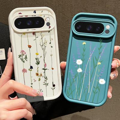 Weiche, matte TPU-Hülle mit reinem Blumenmuster in reiner Farbe für Google Pixel 9 Pro XL 8 Pro 8A, einfache, stoßfeste Telefonabdeckung mit Linsenschutz