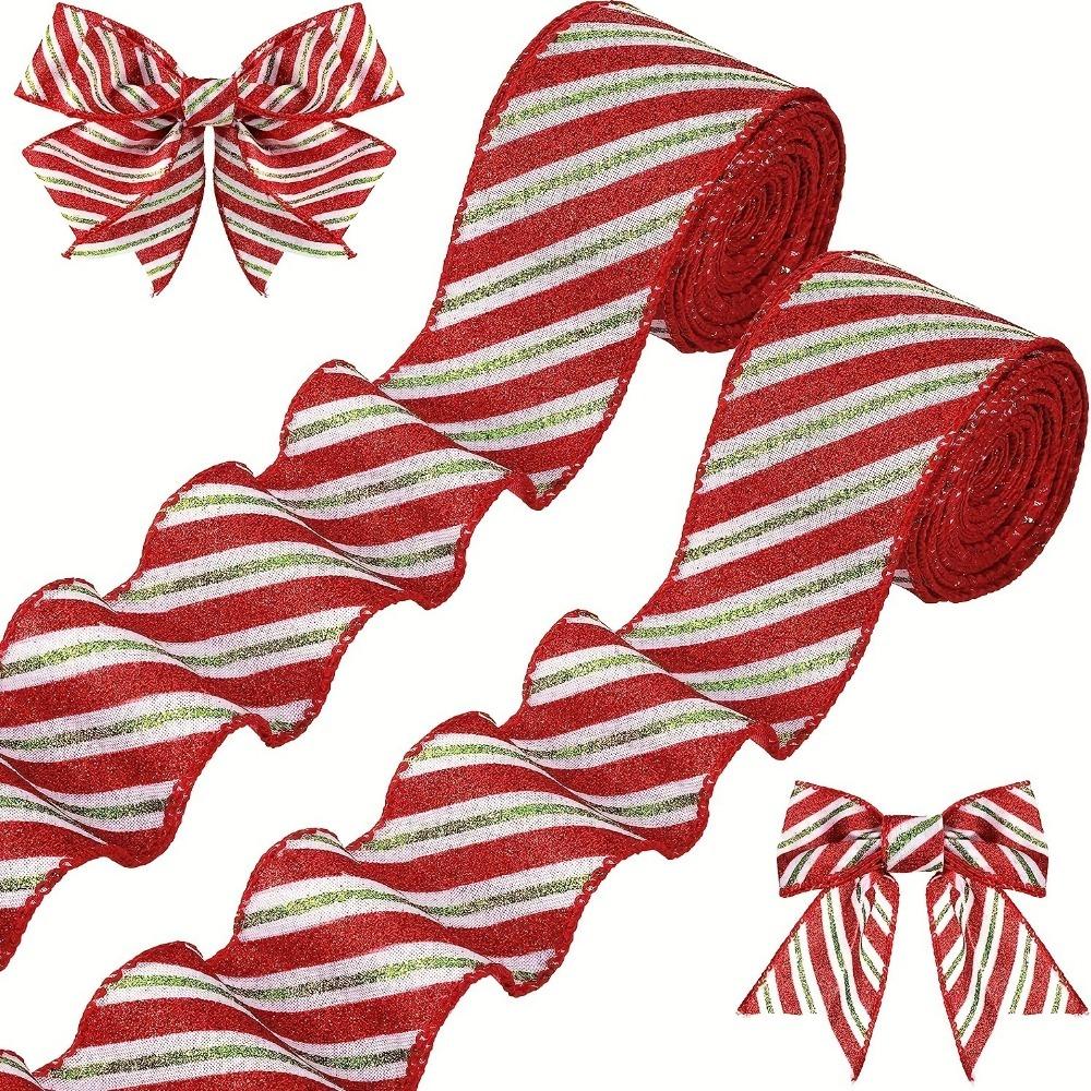 New 5 Yards Christmas Gift Bow Ribbon Lightweight DIY Red Trim Wired Ribbon Wedding Party Xmas Ornaments Fabric Swirl Ribbon
