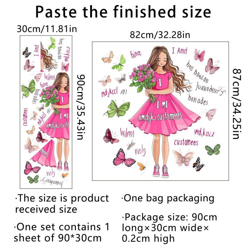 Creative Butterfly Girl English Wall Sticker - Self-Adhesive Decor for Background Walls