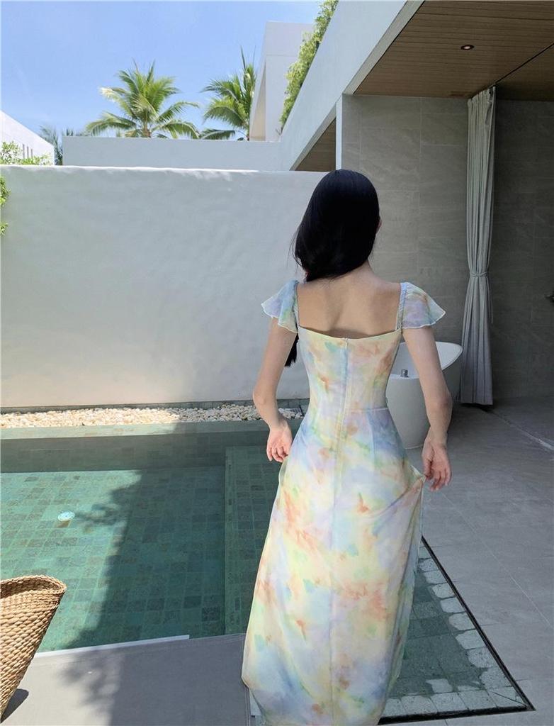 French Chiffon Flutter-Sleeve Slimming Fairy Dress