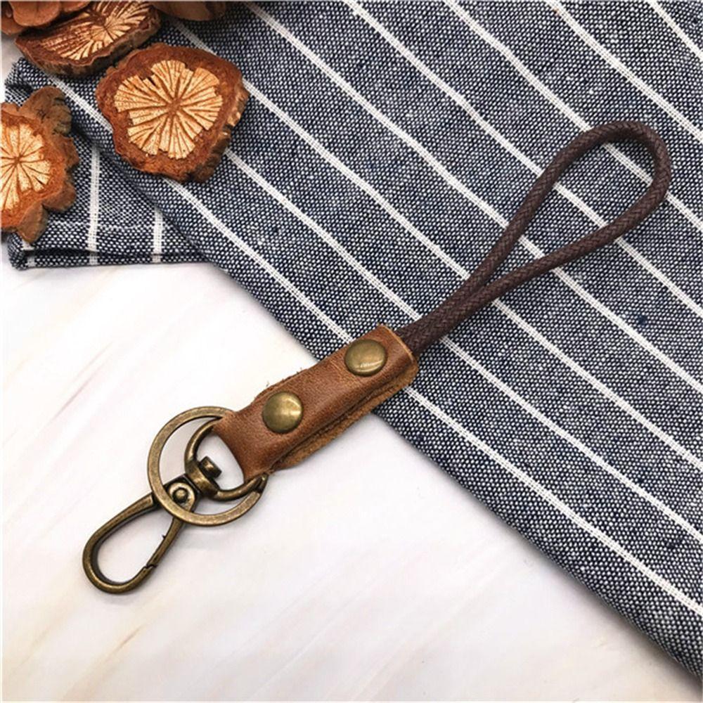 Leather Cowhide Badge Holder Leather Lanyard Work Card Holder Phone Neck Strap Wrist Neck Lanyard