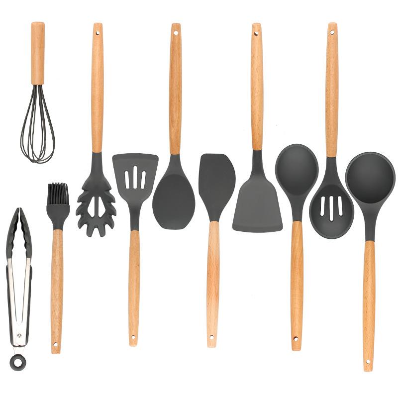 Kitchen Essentials Advanced Silicone Kitchenware Set With Tweezers, Spatula, Spoon, And Oil Scraper Cooking Utensils Appliances