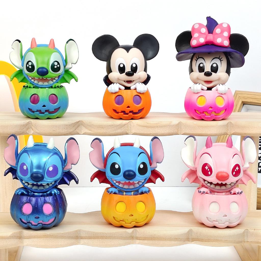 Stitch Blind Box Mickey Mouse And Stitch Friends Pumpkin Series Figure Halloween Dress Up Doll Decorate Toy Birthday Gift