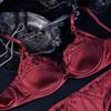 Sexy Französisches Sternzeichen Jahr Rotes Spitzen-Dünnbaumwoll-BH-Set, Brustminimierer Anti-Hänge-Vollbrust Damen-Dessous-Set