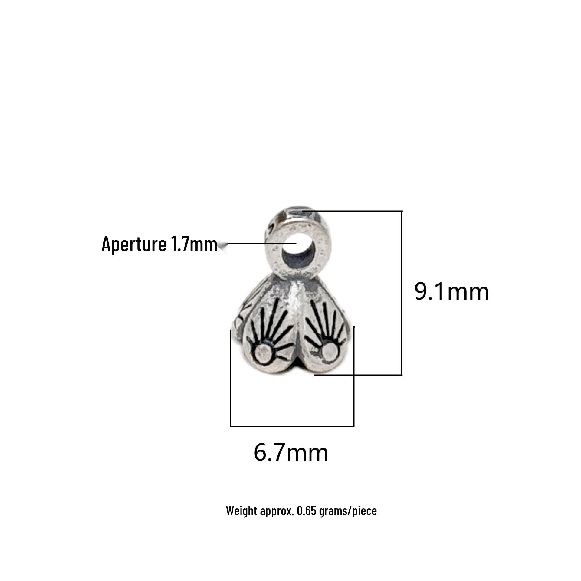 Vintage S925 Sterling Silver Small Flower Pendant Beads for DIY Jewelry and Hand Rope Weaving S925 Sterling Silver