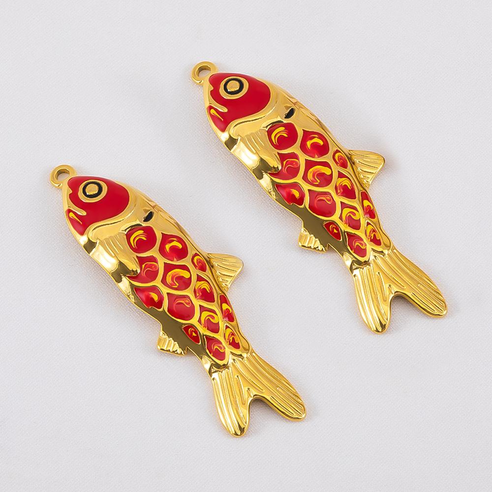 2pcs Stainless Steel Enamel Gold Plated 3D Fish Charms Star Shell Pendants DIY Boho Necklace Bracelet Earrings Jewelry Findings