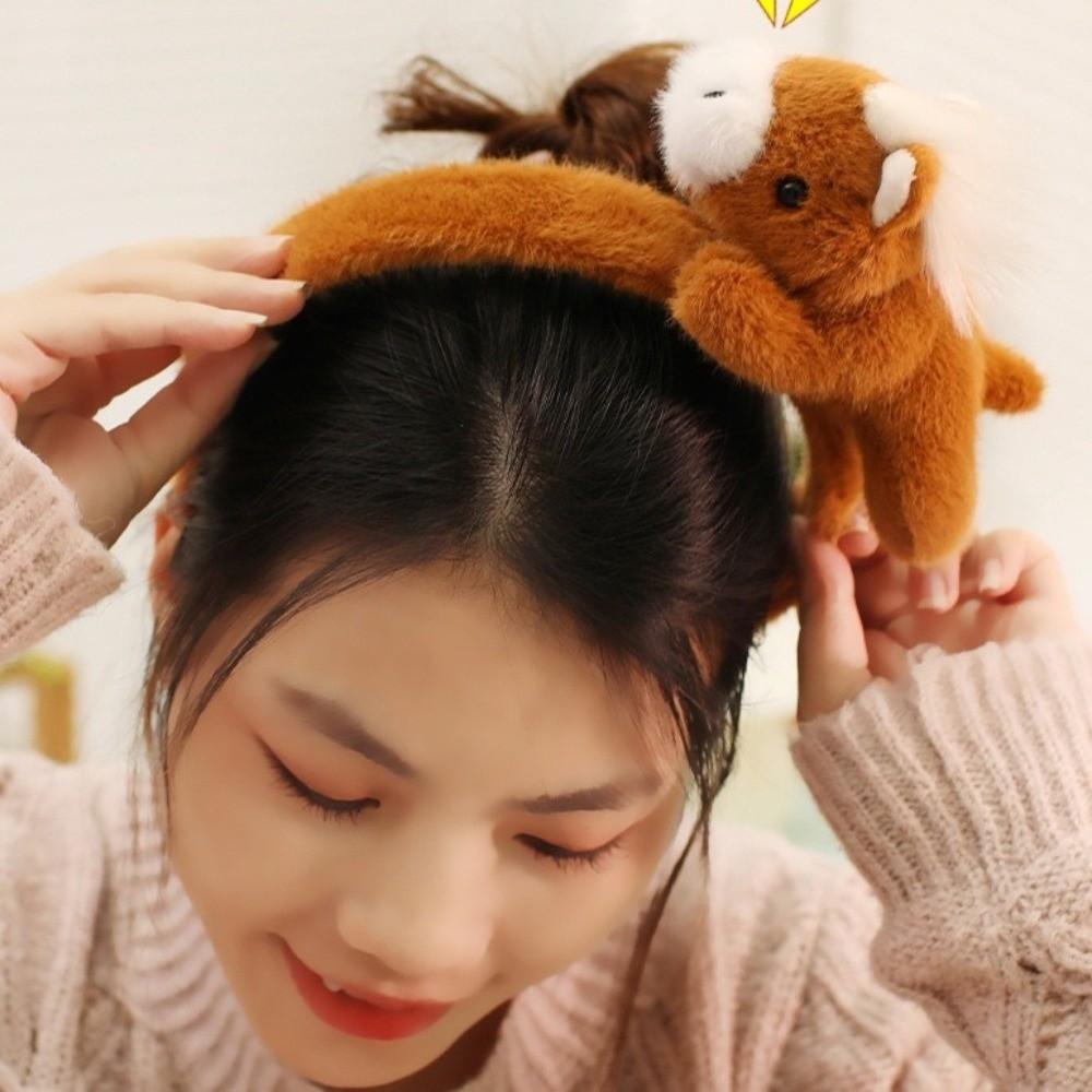 Pony Horse Hair Hoop Mascot New Year Headpiece 2026 New Year Headband  Masquerade Party