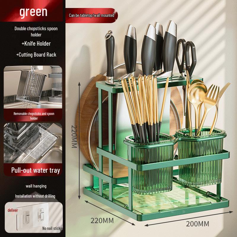 

Многофункциональный держатель для кухонных ножей и палочек для еды с местом для хранения разделочной доски