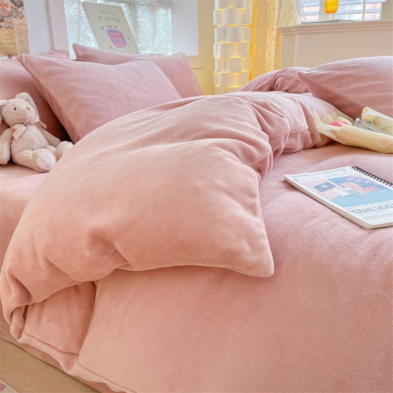 

1pcs Winter Warm Duvet Cover Coral Fleece Quilt Cover Gray Pink Single Twin Queen King Bed Comforter Case Blanket Velvet Bedding 150x200cm(1pcs) світло-рожевий колір