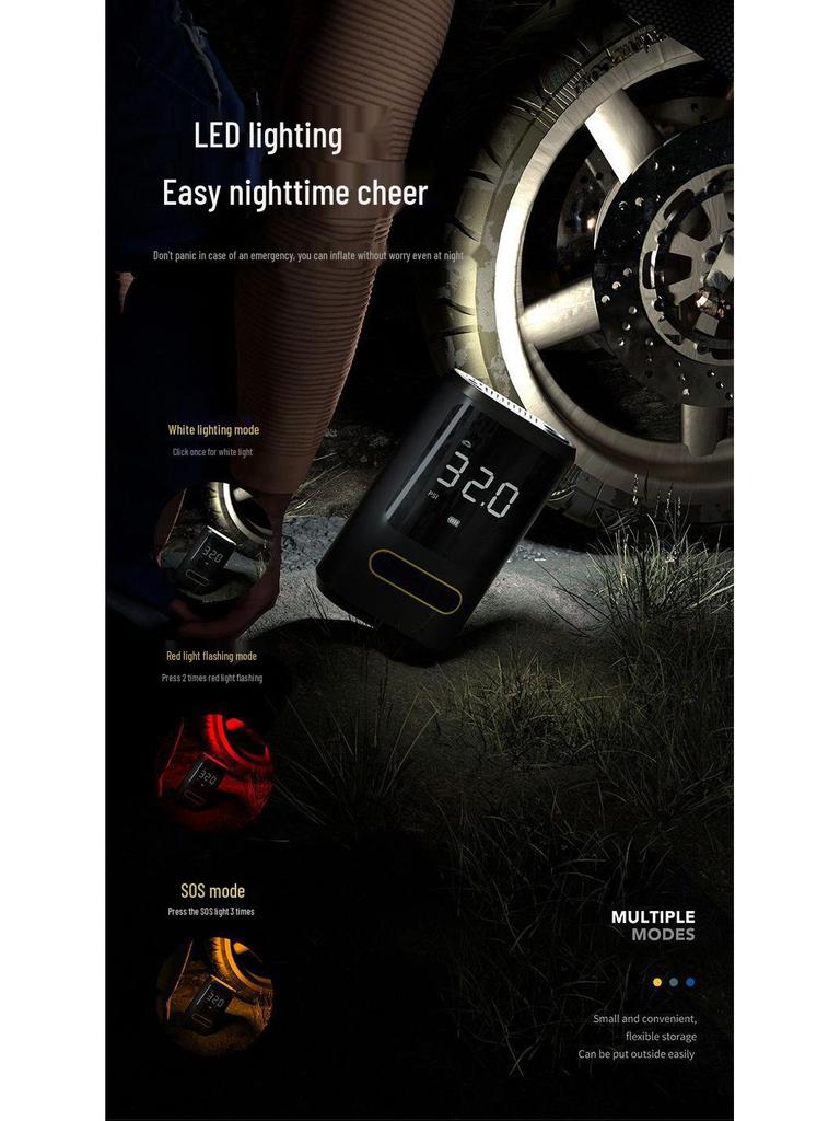 Compact Wireless Electric Bike & Car Tire Inflator