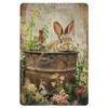 Charming Vintage Rabbit Metal Wall Art Rustic Bunny Tin Sign for Home Kitchen Cafe Bar Decor Es Easy Hang Iron Tin Sign