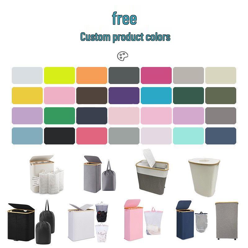 Foldable Bamboo Laundry Hamper with Lid and Inner Bag for Bedroom Storage.