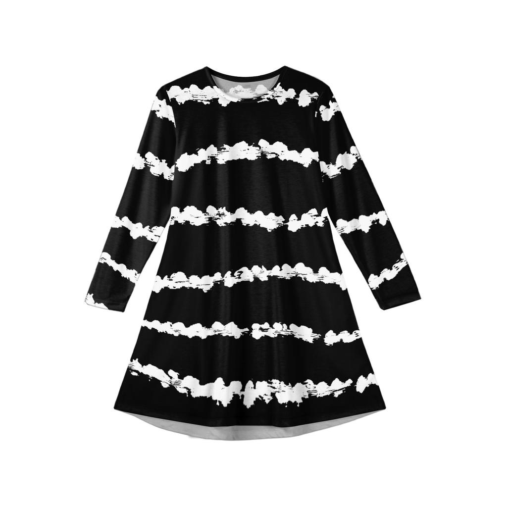 Платье с длинным рукавом для девочек - Платье с цветными карманами