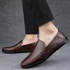 New 2024 Men Dress Shoes Genuine Leather Breathable Middle Aged Business Round Toe Wedding Footwear Male Flat