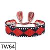 Handmade Bohemian Embroidered Logo Tassel Bracelet - Ethnic Style Friendship Band
