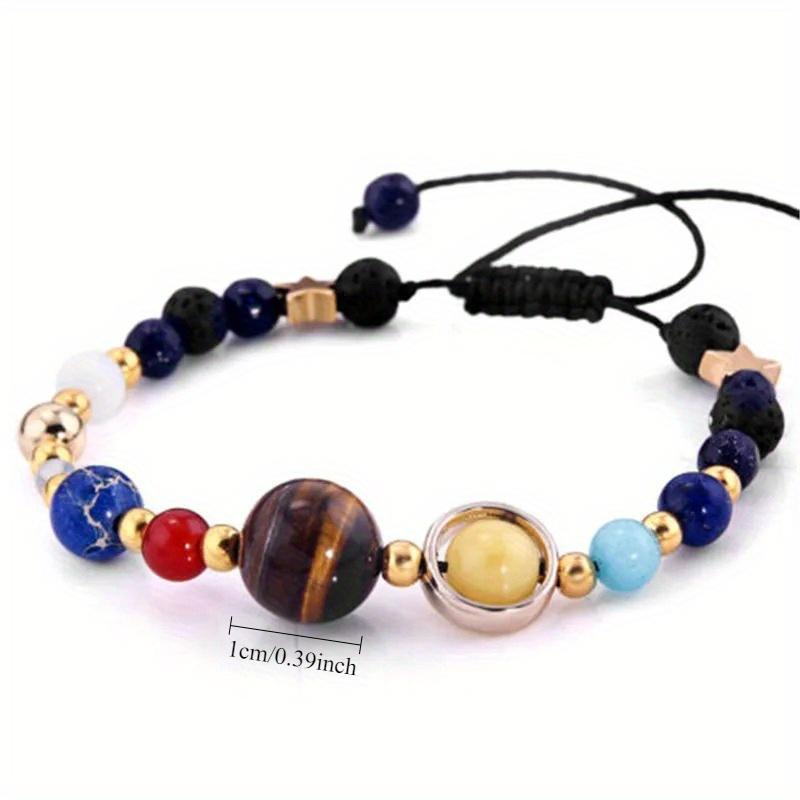 1Pc Cosmic Galaxy Solar System Bracelet for Women Men Natural Stone Resin Star Beads Nine Planet Bracelet Adjustable Bangle