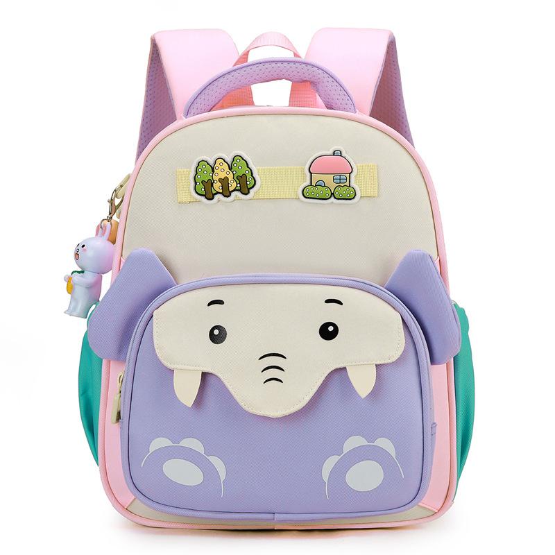 

Children s Backpack Cartoon Elephant Kindergarten Schoolbag Large Capacity Student Backpack розовый/фиолетовый