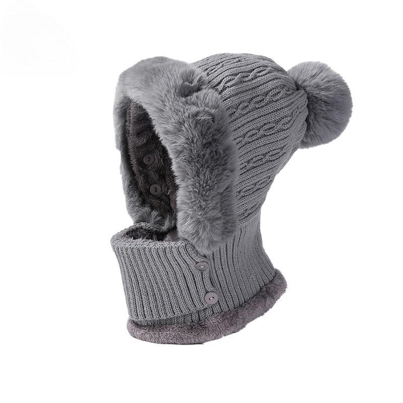 

Женская уличная флисовая цельная вязаная шапка, защита шеи, защита ушей, теплая шапка, взрослая шапка-пуловер, шерстяная шапка