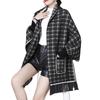 Korean Style Women's Plaid Qipao Shawl Cape with Sleeves for Autumn/Winter