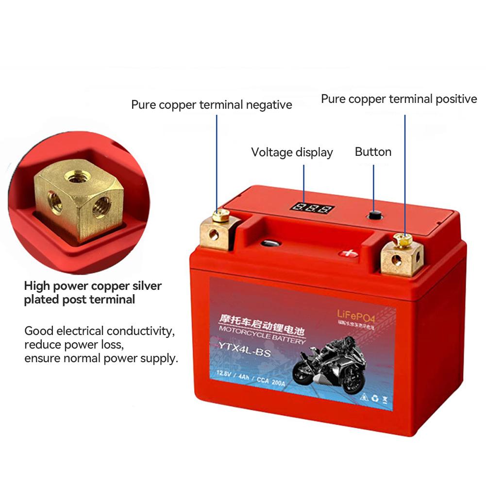 Motorradbatterie LiFePO4 Rollerstarter 12,8 V 5 Ah 7 Ah 9 Ah CCA 200A-400A Eingebauter BMS-Lithiumbatteriespannungsschutz ATV