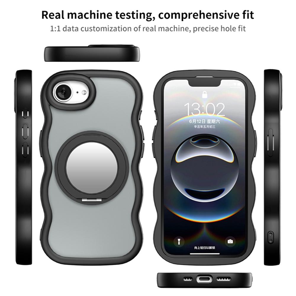 For iPhone 16e Case Magnetic Case Wave Edge TPU+Acrylic Phone Cover with Mirror Kickstand