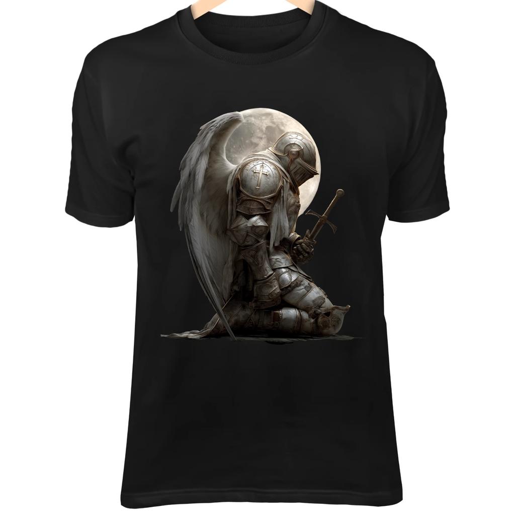 Holy Knight II T-Shirt – Cracked Armor, Divine Light, Broken Sword, Gothic Art