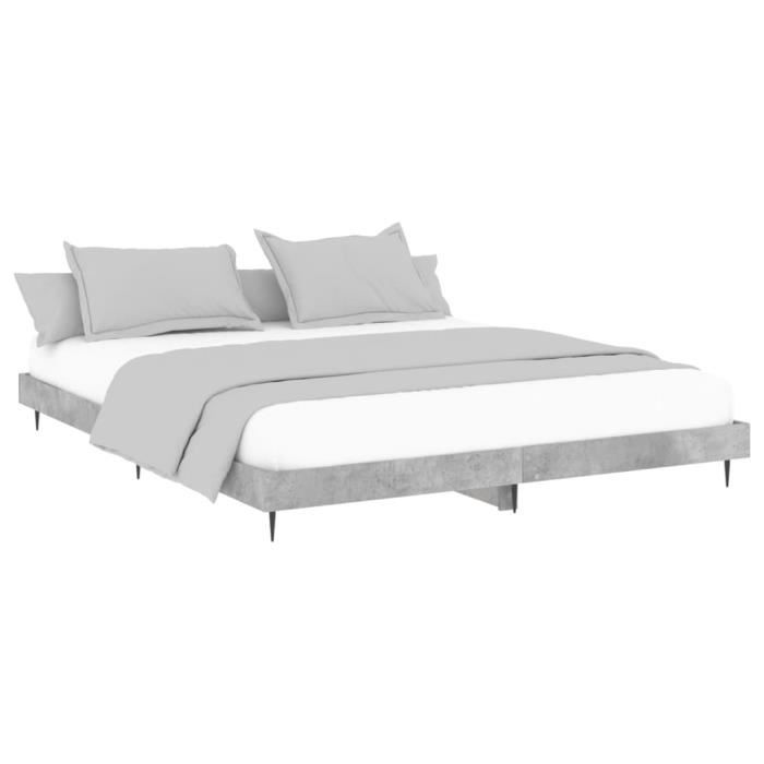 VidaXL Bed Frames Concrete Grey 160x200 Cm Engineered Wood 832233