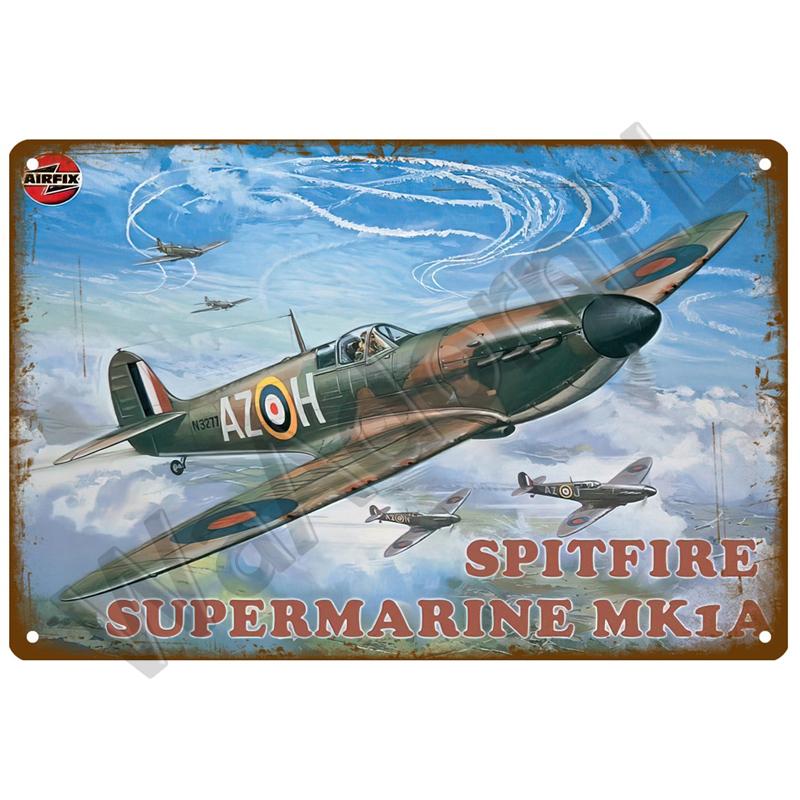 Vintage Metal Signs Aircraft Plate Retro Tin Sign Fighter Jet AirPlane Metal Plaque Painting Living Room Home Wall Decoration