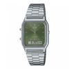 Vintage AQ-230A-3AMQYES Unisex Analog-Digital Bracelet Watch Silver Green Dial