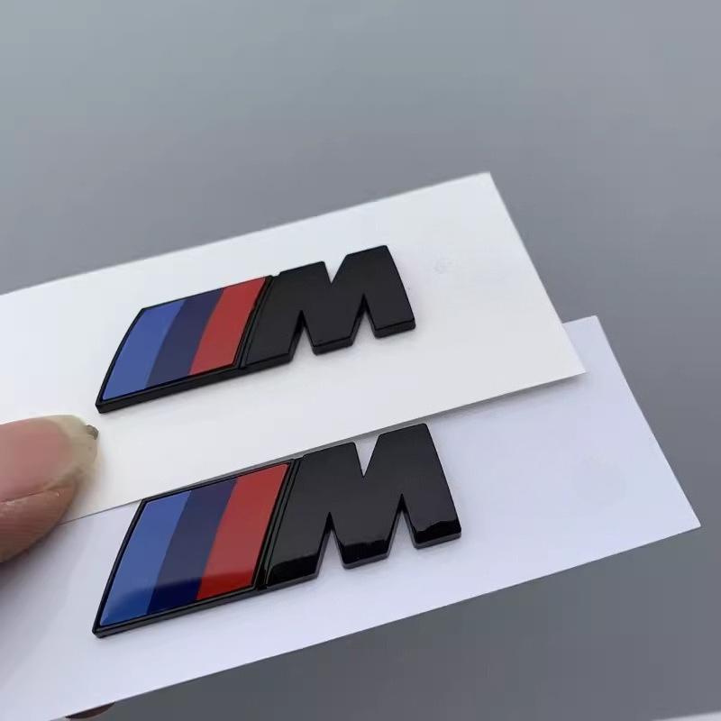 2PCS For BMW M ABS sticker sports badge fender body tail decoration bright black/dumb black/gray/silver/universal style