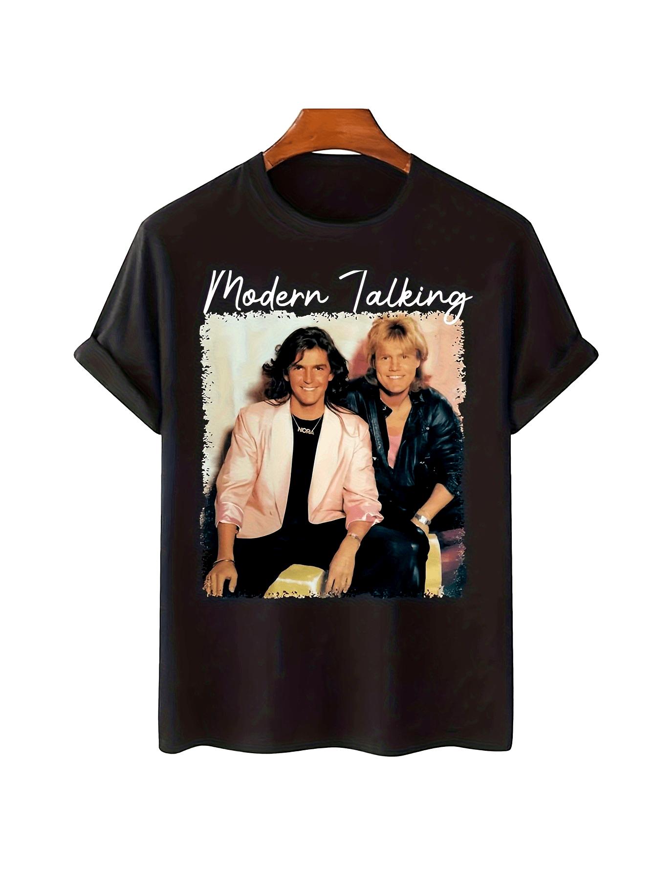 

Modern Dialogue Retro Pattern TShirt Black Crew Neck Comfortable TShirt Pure Cotton AllSeason Couple TShirt S
